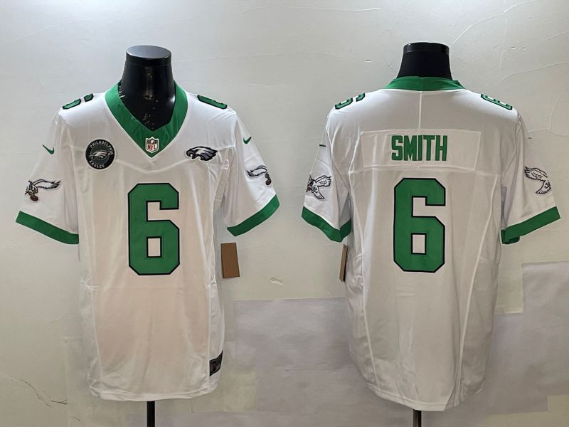 Men Philadelphia Eagles #6 Smith White Retro three generations 2025 Nike Vapor Limited NFL Jersey style 5->philadelphia eagles->NFL Jersey